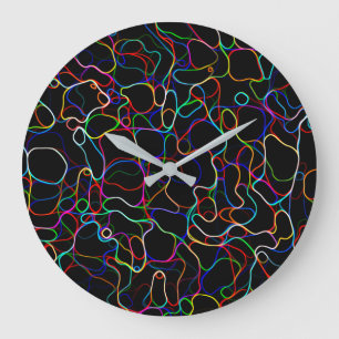 Grande Horloge Ronde Lignes multicouleurs néon