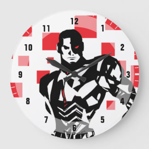 Grande Horloge Ronde Ligue de la justice  Cyborg Digital Noir Pop Art
