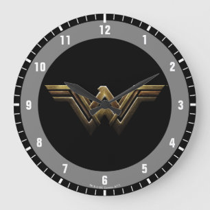 Grande Horloge Ronde Ligue de la justice  Symbole Metallic Wonder Woman