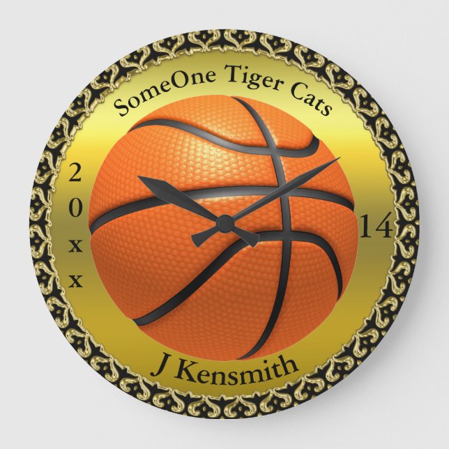Grande Horloge Ronde Ligue des champions de basket-ball personnalisée (Recto)