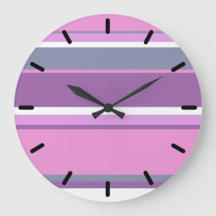 Grande Horloge Ronde Lilac rayures