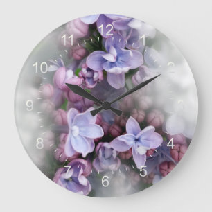 Grande Horloge Ronde Lilas en fleurs