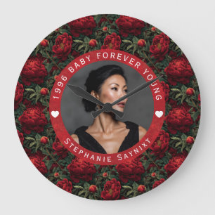 Grande Horloge Ronde Lilies sur mesure Fleurale Son Anniversaire