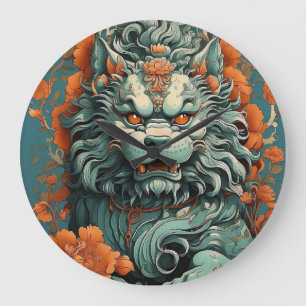 Grande Horloge Ronde Lion de la grippe de la sagesse