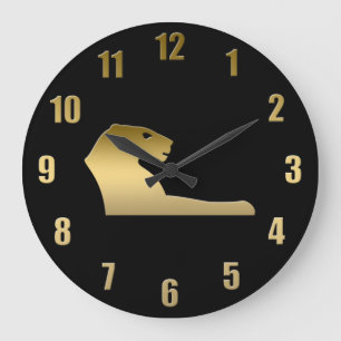 Grande Horloge Ronde Lion égyptien antique - déesse Sekhmet