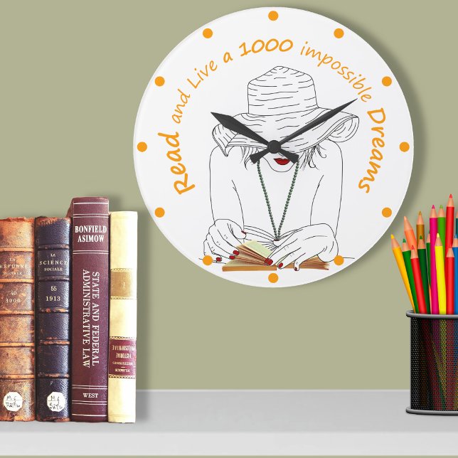 Grande Horloge Ronde Lire et vivre 1000 rêves impossible (Créateur téléchargé)