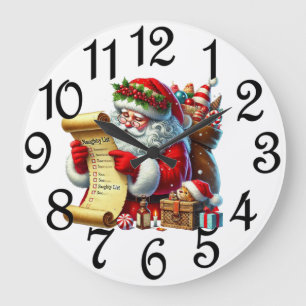 Grande Horloge Ronde Liste Claus père Noël