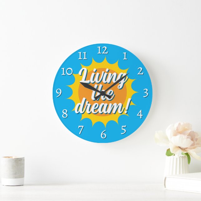 Grande Horloge Ronde Living the dream wall clock with sunny dial (Maison)