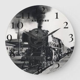 Grande Horloge Ronde Locomotive à vapeur vintage ferroviaire