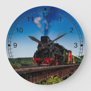 Grande Horloge Ronde Locomotive américaine de train de vapeur