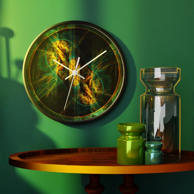 Grande Horloge Ronde L'oeil de la jungle Art Abstrait (The Eye of the Jungle Abstract Art Round Clock)