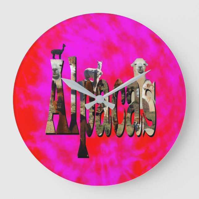 Grande Horloge Ronde Logo d'alpaca rouge et rose (Recto)