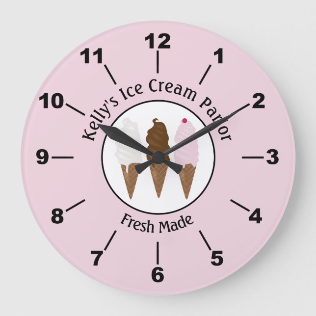 Grande Horloge Ronde Logo de Ice Cream Parlor (Recto)