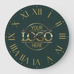Grande Horloge Ronde Logo d'entreprise moderne Dark Green