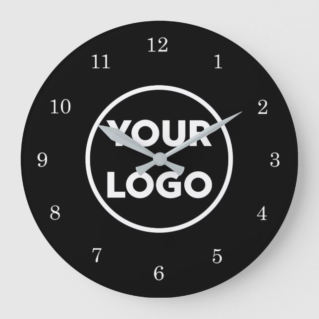 Grande Horloge Ronde Logo d'entreprise personnalisé chic sur Arrière -  (Recto)