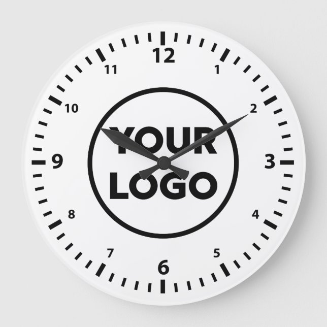 Grande Horloge Ronde Logo d'entreprise personnalisé moderne sur Arrière (Recto)