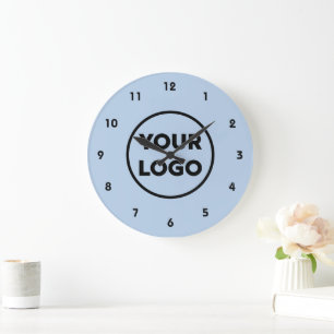 Grande Horloge Ronde Logo d'entreprise personnalisé sur Arrière - plan 