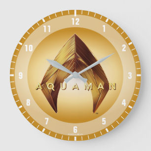 Grande Horloge Ronde Logo d'or d'Aquaman   Aquaman