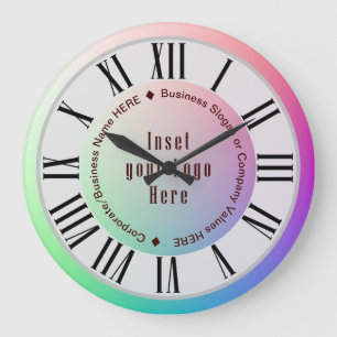 Grande Horloge Ronde Logo, nom et Slogan Brown Rainbow