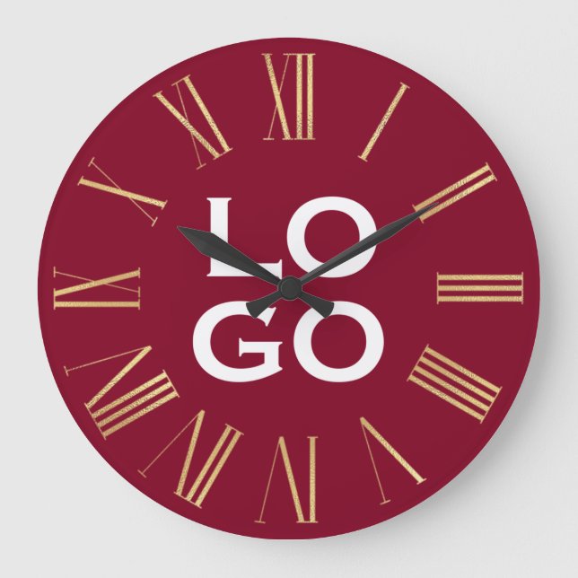 Grande Horloge Ronde Logo ou image personnalisée sur Bourgogne (Recto)