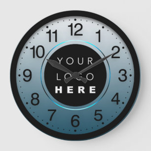 Grande Horloge Ronde Logo personnalisé bleu Turquoise minimalisme d'en