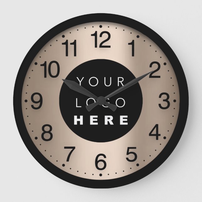 Grande Horloge Ronde Logo personnalisé du Rose ivoire minimalisme d'ent (Recto)