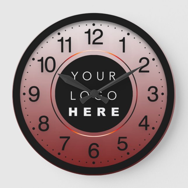 Grande Horloge Ronde Logo personnalisé en cuivre Brown minimalisme d'en (Recto)