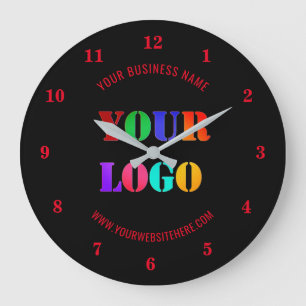 Grande Horloge Ronde Logo Personnalisé Promotionnel Business - Vos Coul