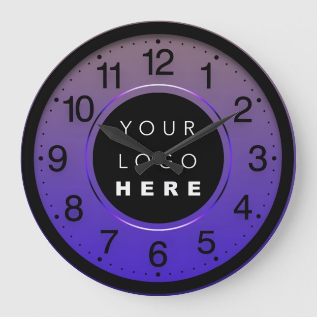 Grande Horloge Ronde Logo personnalisé Rose violet minimalisme d'entrep (Recto)