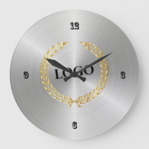 Grande Horloge Ronde Logo professionnel Silver