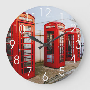 Grande Horloge Ronde London Red Telephone Boxes, Photograph