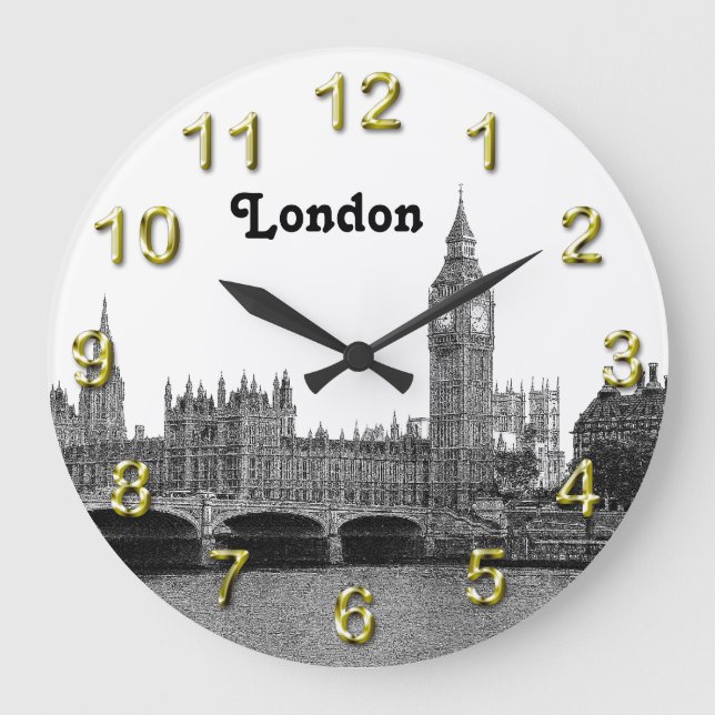 Grande Horloge Ronde Londres Angleterre Royaume-Uni Skyline Etché (Recto)