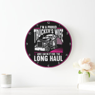Grande Horloge Ronde Long Haul de la femme de Trucker fière