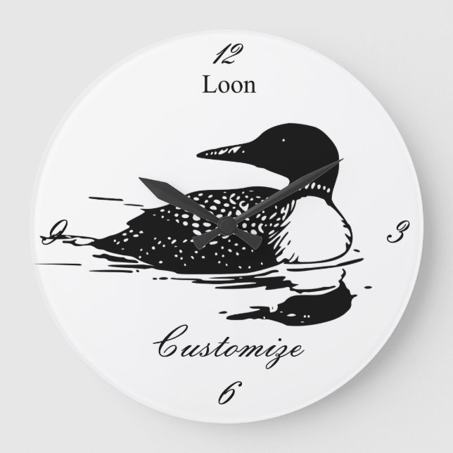 Grande Horloge Ronde Loon Swimming Bird Art Thunder_Cove (Recto)