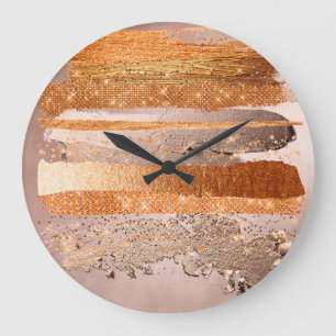 Grande Horloge Ronde L'or du cuivre frappe la texture du glamour