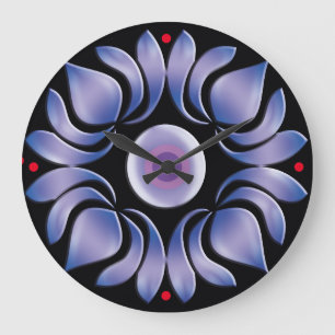Grande Horloge Ronde Lotus bleu