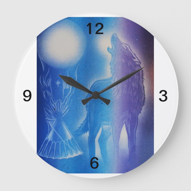 Grande Horloge Ronde Loup dans la brume (Recto)