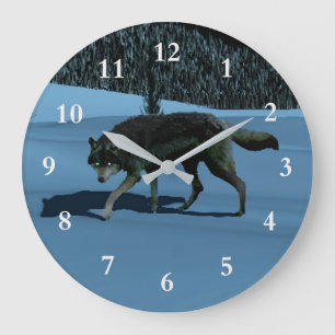 Grande Horloge Ronde Loup d'hiver - Tapetum Lucidum