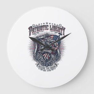 Grande Horloge Ronde Loup-garou patriotique Patriote Horreur Monstre Pa