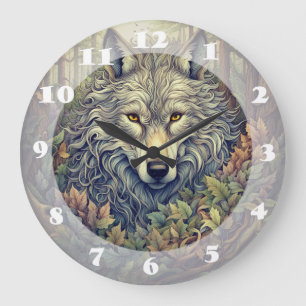 Grande Horloge Ronde Loup gris