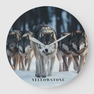 Grande Horloge Ronde Loups de Yellowstone