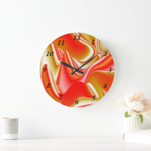 Grande Horloge Ronde Love and Gold Abstrait 3D Rainbowart