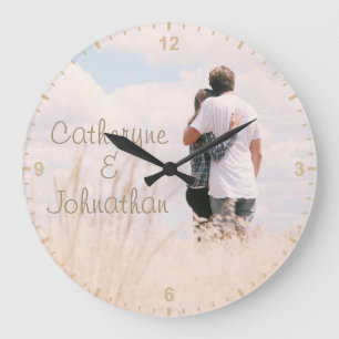 Grande Horloge Ronde Love Couples Modèles photo Noms Chiffres