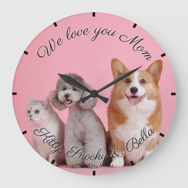 Grande Horloge Ronde Love You Maman Pet Acrylic Wall Clock (Recto)