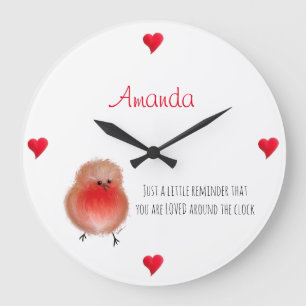 Grande Horloge Ronde Loved around the clock cute robin