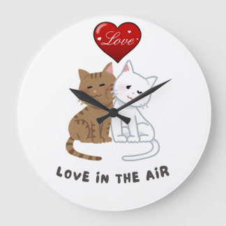 Grande Horloge Ronde Lovers' Cat Wall Clock