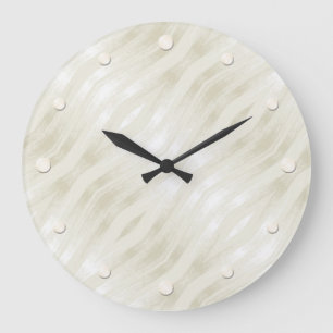 Grande Horloge Ronde Lumière noble texturée beige et blanc