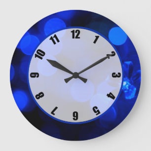 Grande Horloge Ronde Lumières bleues de vacances