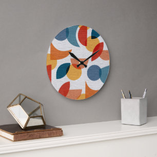 Grande Horloge Ronde Lumineuse géométrique rétro Abstrait Moyen-siècle 