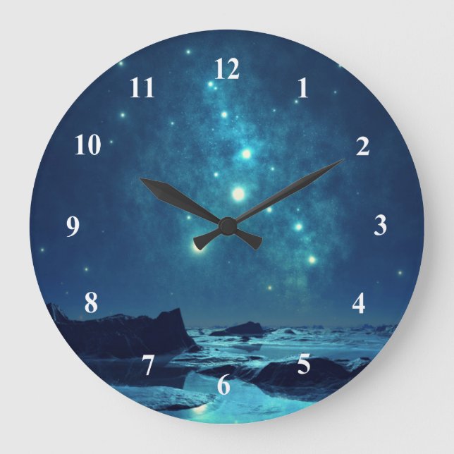 Grande Horloge Ronde Luminous Stars dans le Snowy North Landscape (Recto)